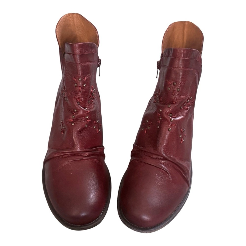 Miz Mooz Juliena Leather Ankle Booties Bordeau Women's Size 10